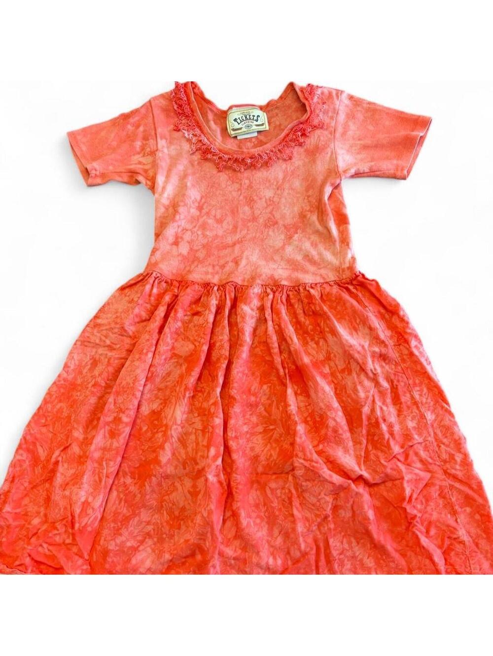 Vintage Tickles Tie-Dye Dress with Lace Trim